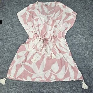 Poolside Paradiso Pink Floral Swim Cover Up Tassel Boho Resortwear Dress XS/S